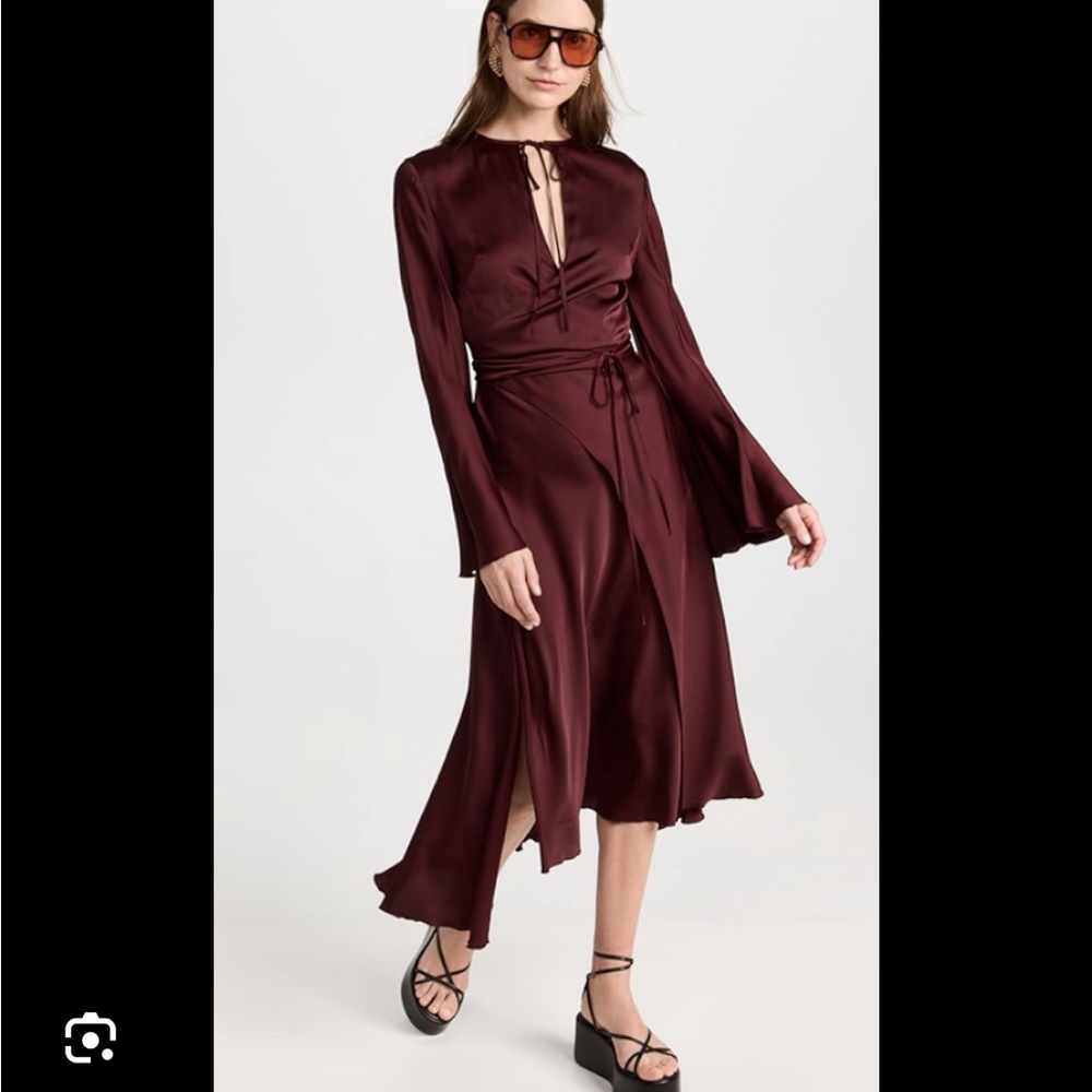 NWT Acne Studios Burgundy Wrap Tie Dress
